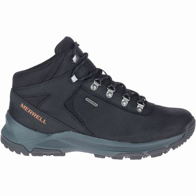 Merrell Erie Mid Leather Waterproof Vandringskängor Herr Svarta (SE589142)